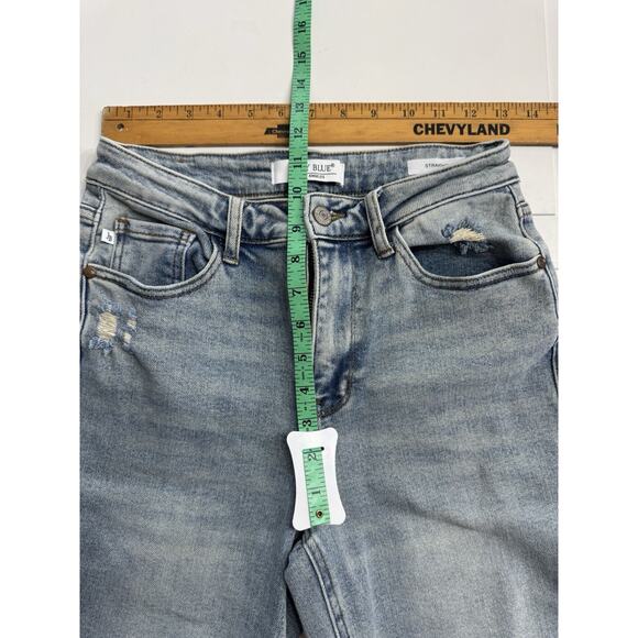 Judy Blue Jeans Womens Distressed 5/27 Blue Straight Stretch Medium Wash Denim - Picture 4 of 7